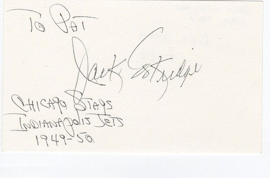 Jack Eskridge Signed AUTO 3x5 index card 1940's NBA U of Kansas Assistant coach Dallas Cowboys D.2013