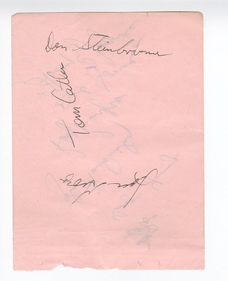 1953 Cleveland Browns Signed AUTO album page #B /w Don Steinbrunner & George Young