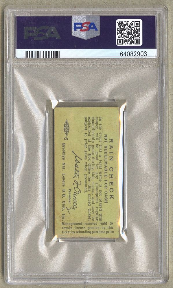 1954 Brooklyn Dodgers vs Phillies Jul 9 ticket Stub Campy #171 & Hodges #192 HR Jackie Robinson Hit PSA