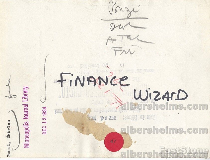 Con Artist Charles Ponzi Original 1934 Press Photo