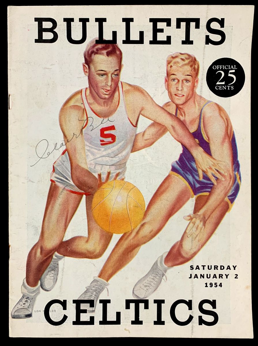 Clair Bee Signed AUTO 1954 Baltimore Bullets Bostic Celtics NBA Basketball Program