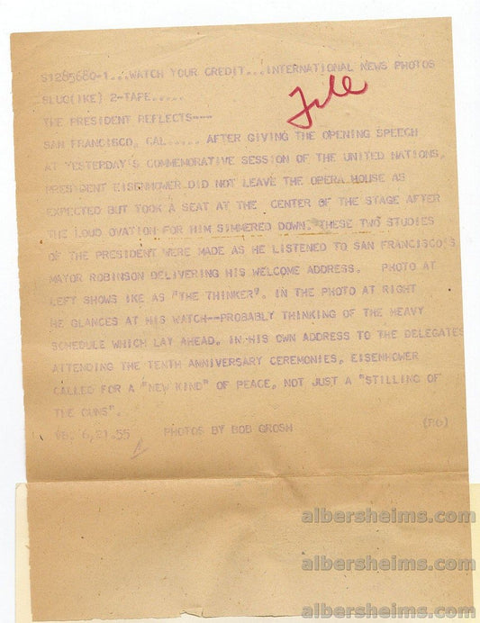 1955 Dwight D. Eisenhower "The President Reflects" Original TYPE 1 Bob Grosh Photo