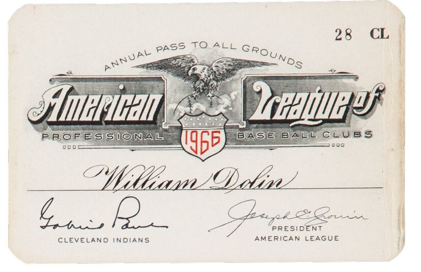 1966 American League Annual Season Pass - Indians - Emmett Ashford Debut - Frank Robinson Triple Crown