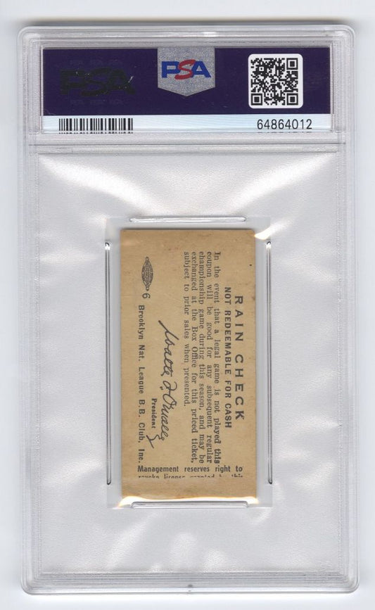 1954 Brooklyn Dodgers vs Mil Braves 8/2 -Jackie Robinson 2 for 4 Ticket Stub PSA Pop 1