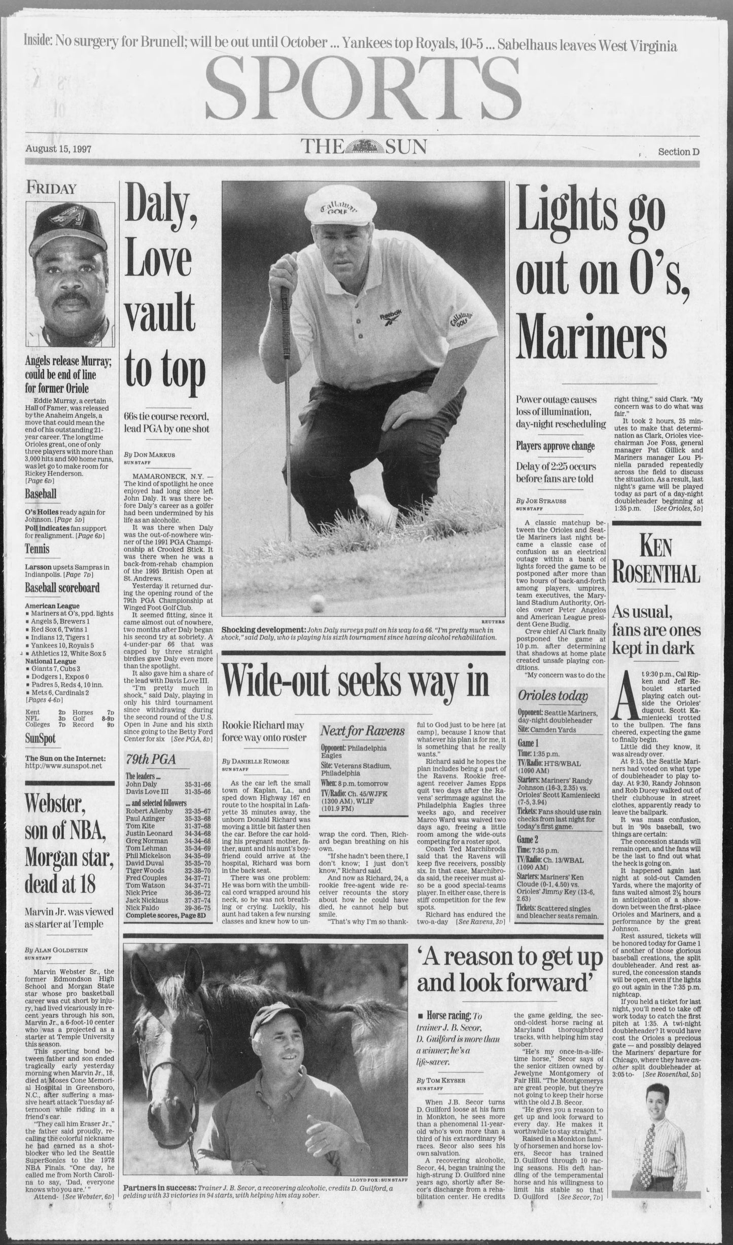 1997 Cal Ripken Jr. "Lights Out Game" Orioles vs. Mariners 8/14 Ticket Stub PSA 5