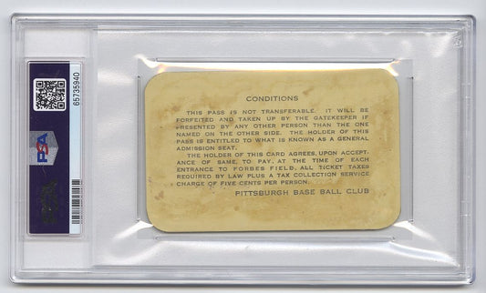 1936 Pittsburgh Pirates Season Pass Debut Ticket- Rosey Rowswell 1st Broadcaster in History