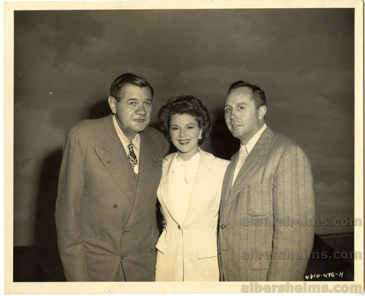 July 1948 Babe Ruth - Actress Claire Trevor & Nurse Frank Dulaney Original TYPE 1 photo