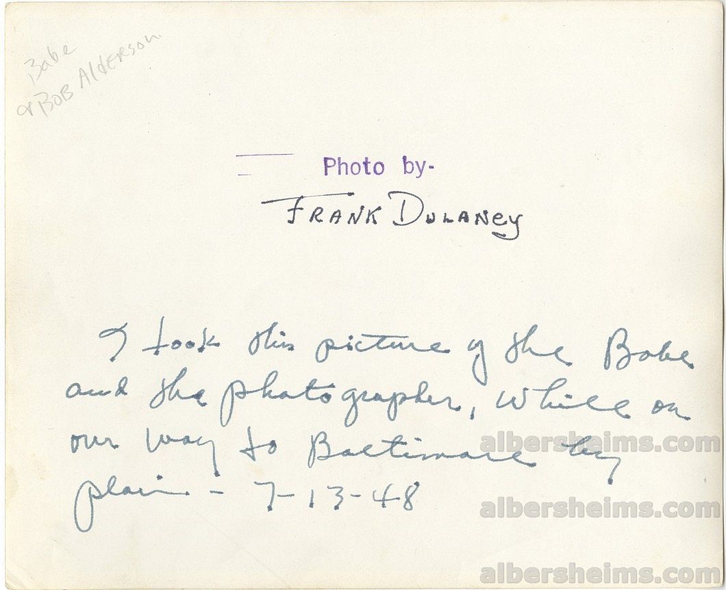 Babe Ruth & Photographer Bob Alderson On Airplane 1948 Autographed Original TYPE 1 Photo