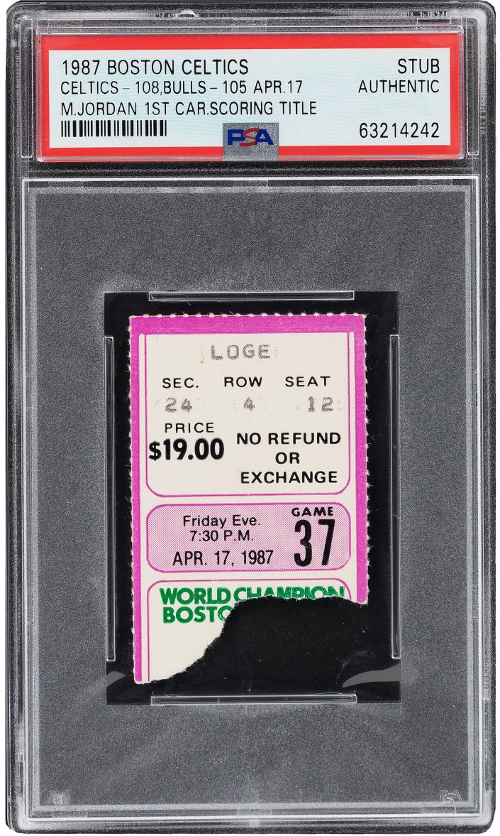 1987 Michael Jordan 1st Career Scoring Title Ticket Stub Celtics vs Bulls PSA Pop 1