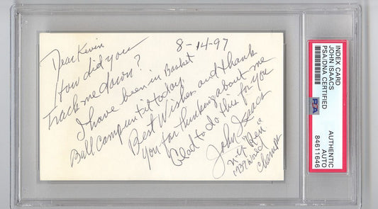 John Isaacs Signed AUTO Letter Basketball HOF NY Rens Globetrotters PSA/DNA