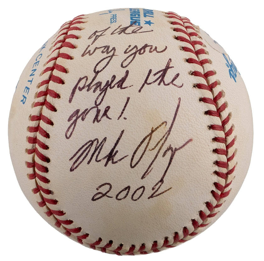 Mike Flanagan CY Young Winner Single Signed AUTO OAL Baseball with Special Inscription to Mike Bordick PSA/DNA