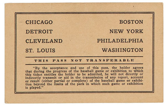 1947 American League Season Pass Ticket - Willard Brown Larry Doby Nellie Fox MLB Debuts #B