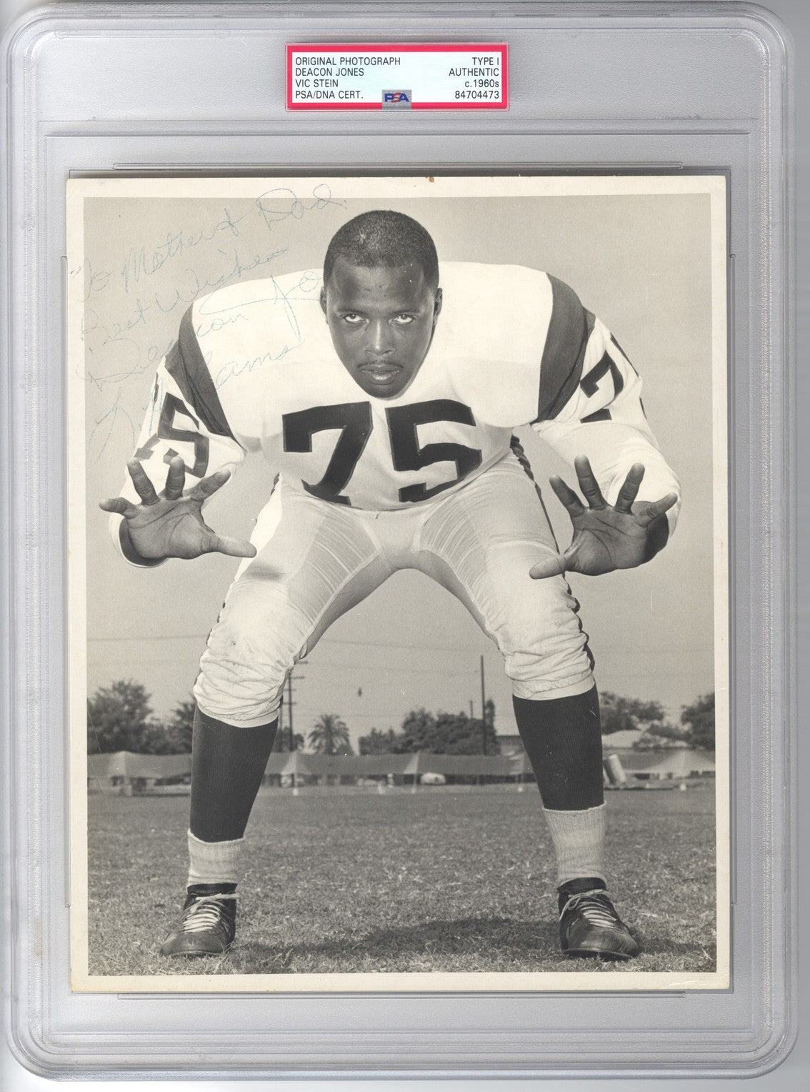1960's Deacon Jones Signed AUTO Original TYPE 1 Vic Stein Used in Photo Shoot Philly Gum Football Card PSA/DNA
