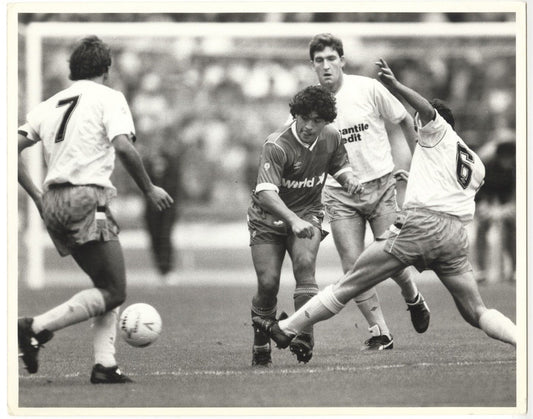 1987 Diego Maradona Dominates vs the Rest of the World Original Oversized TYPE 1 Photo PSA/DNA LOA