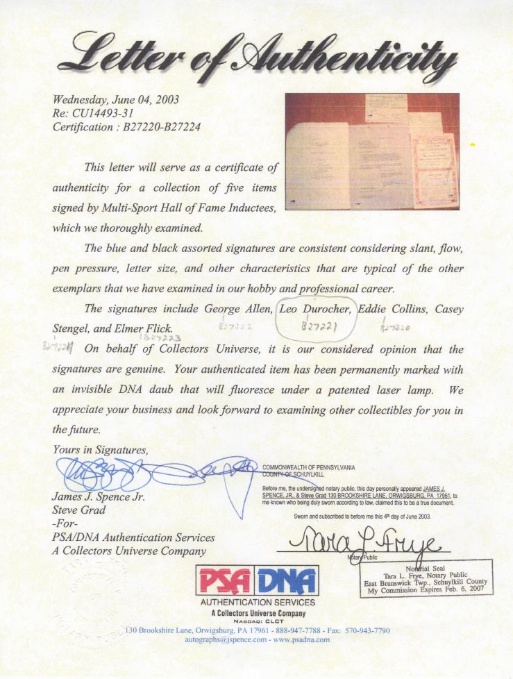 Leo Durocher Signed AUTO 1965 Baseball TV Contract