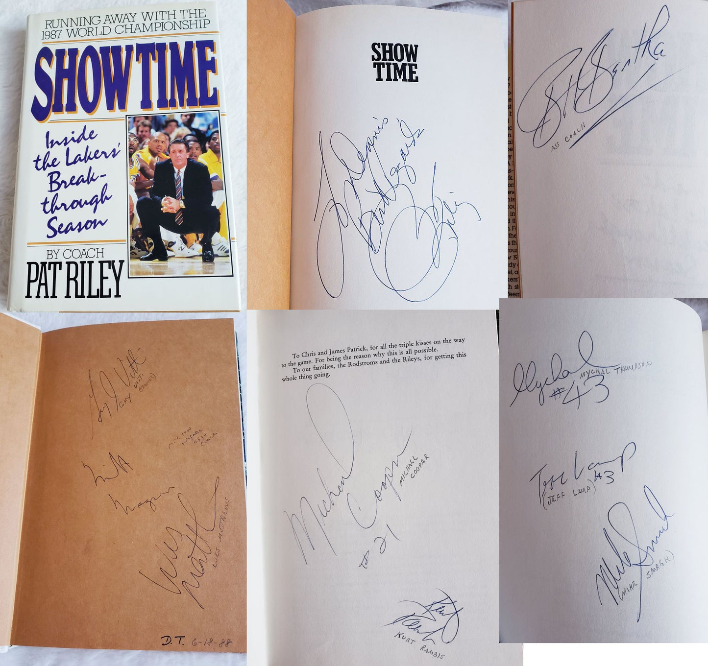 Pat Riley Multi-Signed AUTO book Lakers "Showtime" by 10 JSA LOA