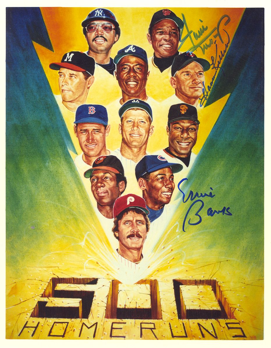 500 HR Club Willie Mays Ernie Banks & Harmon Killebrew Signed AUTO 8x10 Photo JSA COA