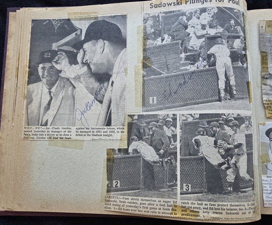 1950s Pacific Coast League San Francisco Seals Scrapbook /w Approximately 300 Autographs 14 X Joe Gordon HOF