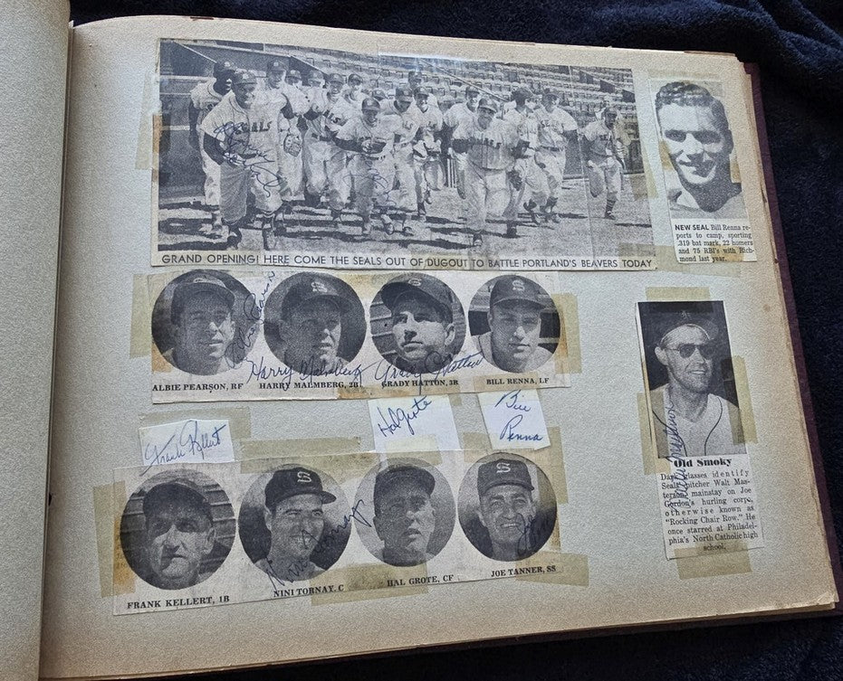 1950s Pacific Coast League San Francisco Seals Scrapbook /w Approximately 300 Autographs 14 X Joe Gordon HOF