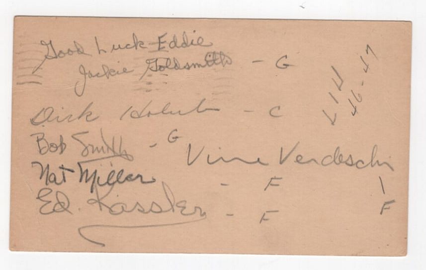 1946-47 LIU Basketball Team Signed AUTO GPC /w Jackie Goldsmith Point Shaving Scandal HISTORIC