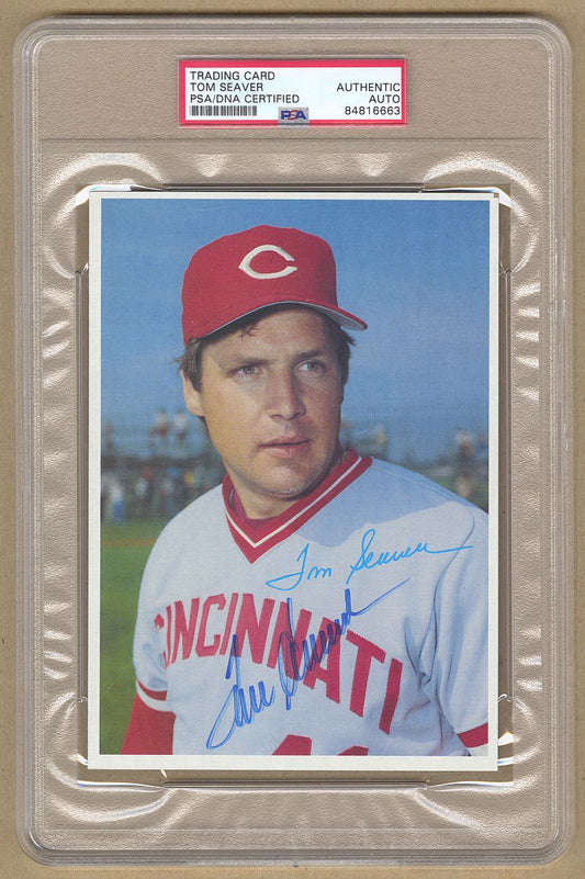 1980 Topps Super #15 Tom Seaver Signed AUTO baseball card PSA/DNA