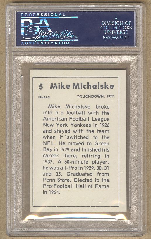 1977 Touchdown #5 Mike Michalske HOF Signed AUTO football card PSA/DNA