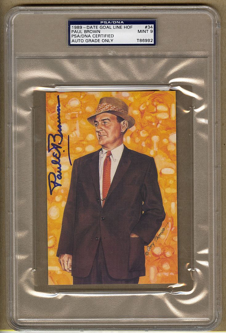 Paul Brown Goal Line Art Card Signed AUTO grade 9 Football HOF PSA/DNA