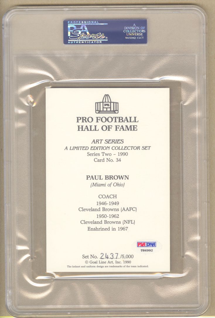Paul Brown Goal Line Art Card Signed AUTO grade 9 Football HOF PSA/DNA
