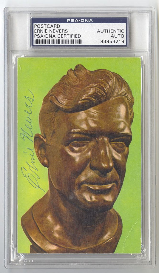 Ernie Nevers Signed AUTO Pro Football HOF Bust Postcard PSA/DNA