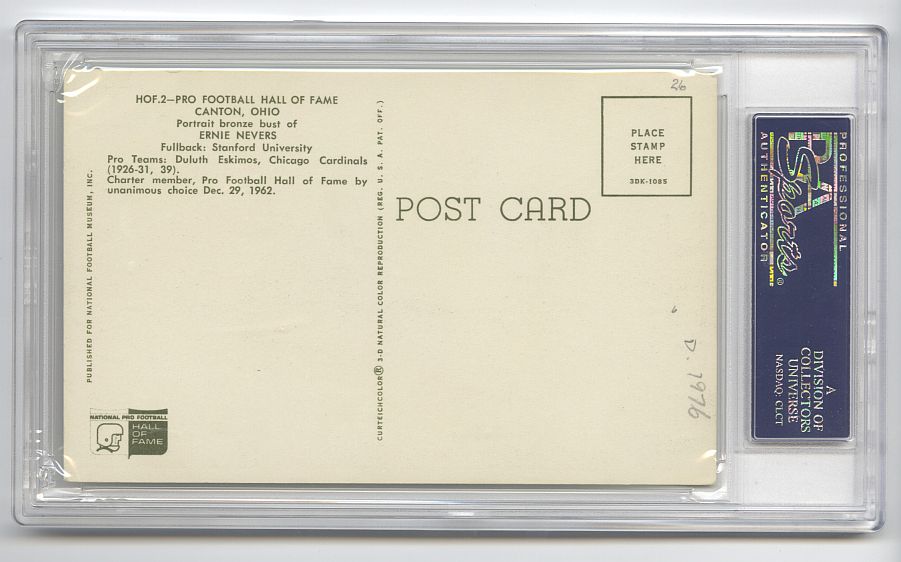 Ernie Nevers Signed AUTO Pro Football HOF Bust Postcard PSA/DNA