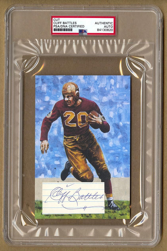 Cliff Battles Signed AUTO Goal Line Art Card Football HOF Redskins PSA/DNA