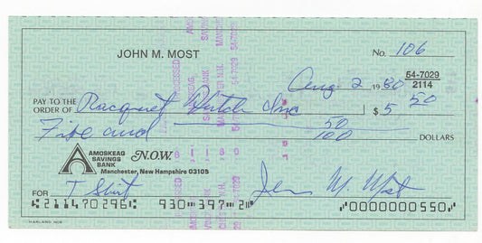 Johnny Most The Voice of the Boston Celtics Broadcaster Basketball HOF Signed AUTO check