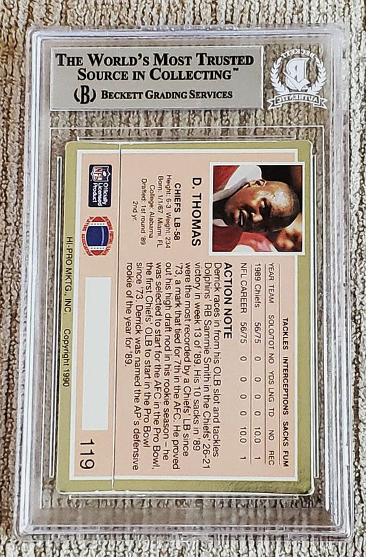 1990 Action Packed #119 Derick Thomas Signed AUTO Pro Football HOF card BAS
