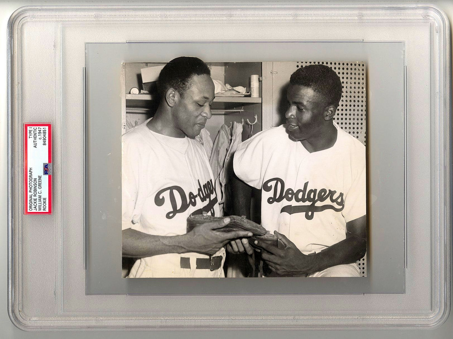 Jackie Robinson Shares a Moment with First Black MLB pitcher - Dan Bankhead on the day of his MLB Debut Original TYPE 1 Photo PSA/DNA LOA