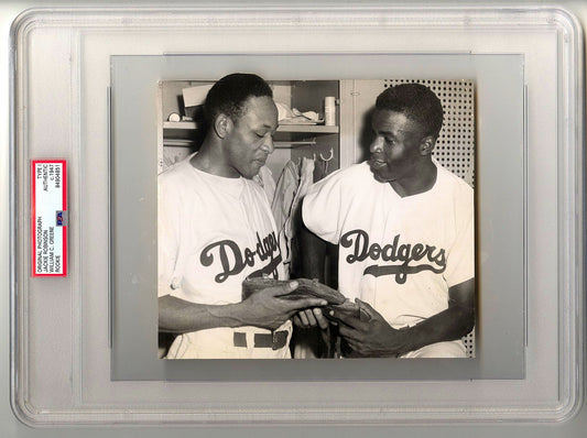 Jackie Robinson Shares a Moment with First Black MLB pitcher - Dan Bankhead on the day of his MLB Debut Original TYPE 1 Photo PSA/DNA LOA