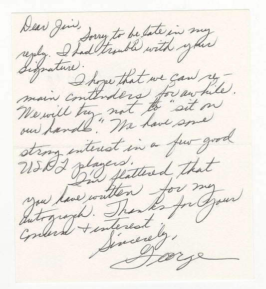 George B Young Pro Football Hall of Fame Signed AUTO handwritten Letter BAS COA