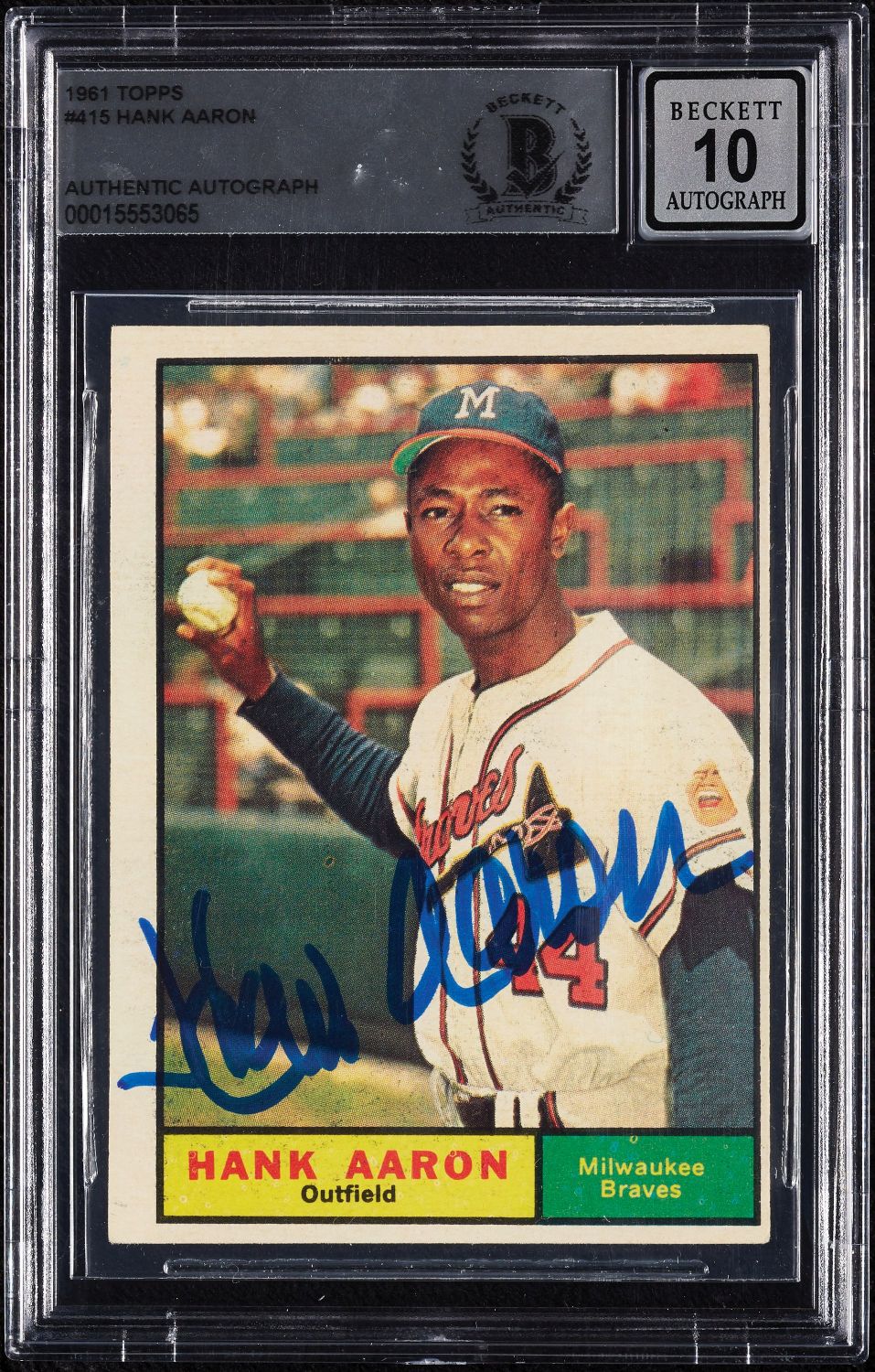 1961 Topps #415 Hank Aaron Signed AUTO BAS BGS AUTO Grade 10