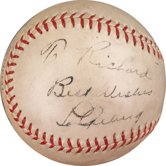 Lou Gehrig Single Signed AUTO Official A.L. Baseball NY Yankees HOF - PSA/DNA & JSA LOA