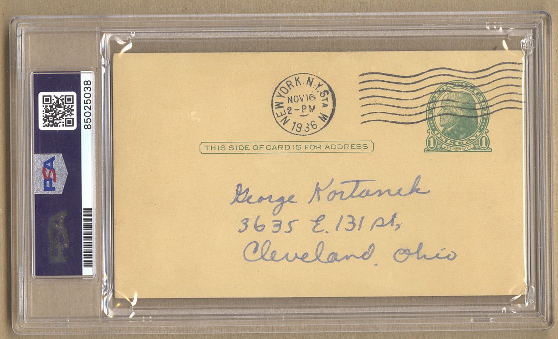 Babe Ruth Signed 1936 AUTO GPC Government Postcard PSA/DNA