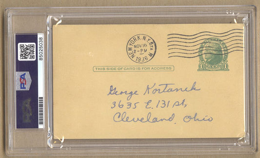 Babe Ruth Signed 1936 AUTO GPC Government Postcard PSA/DNA