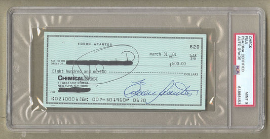 Pelé Pele Signed AUTO grade 9 personal check PSA/DNA