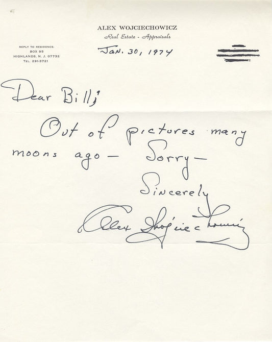 Alex Wojciechowicz signed autographed handwritten letter Detroit Lions Pro Football HOF JSA COA