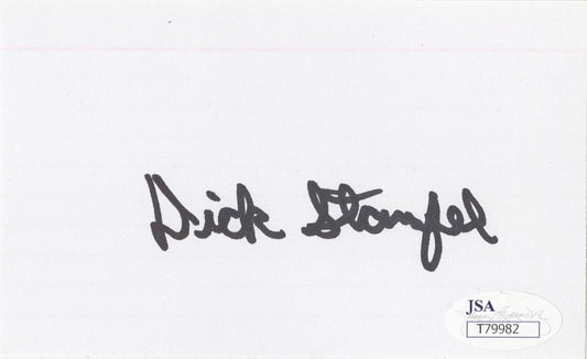 Dick Stanfel Signed AUTO 3x5 index card Bears Pro Football HOF JSA COA