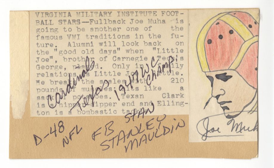 Stanley Mauldin Signed AUTO GPC 1948 Chicago Cardinals NFL Champs D.1948 at age 27