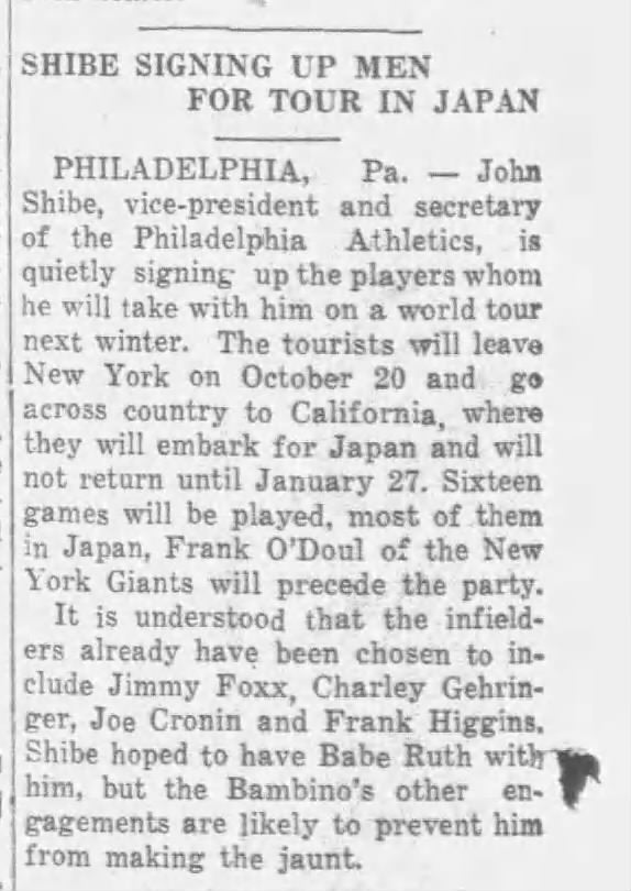 1934 Lefty Gomez Signed Tour Of Japan Baseball Contract - The Only One Known