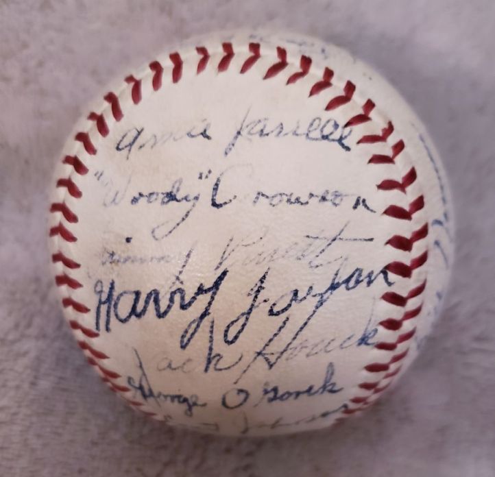 1945 Toronto Maple Leafs Team Signed AUTO Baseball with Woody Crowson D.1947 PSA/DNA LOA