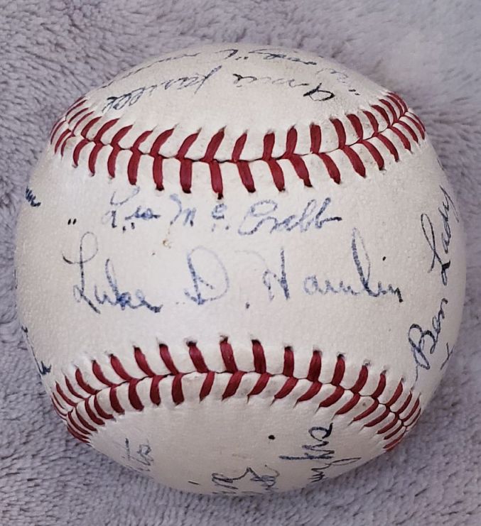 1945 Toronto Maple Leafs Team Signed AUTO Baseball with Woody Crowson D.1947 PSA/DNA LOA
