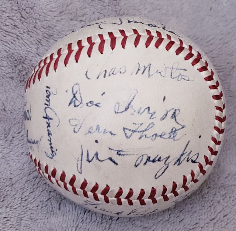 1945 Toronto Maple Leafs Team Signed AUTO Baseball with Woody Crowson D.1947 PSA/DNA LOA