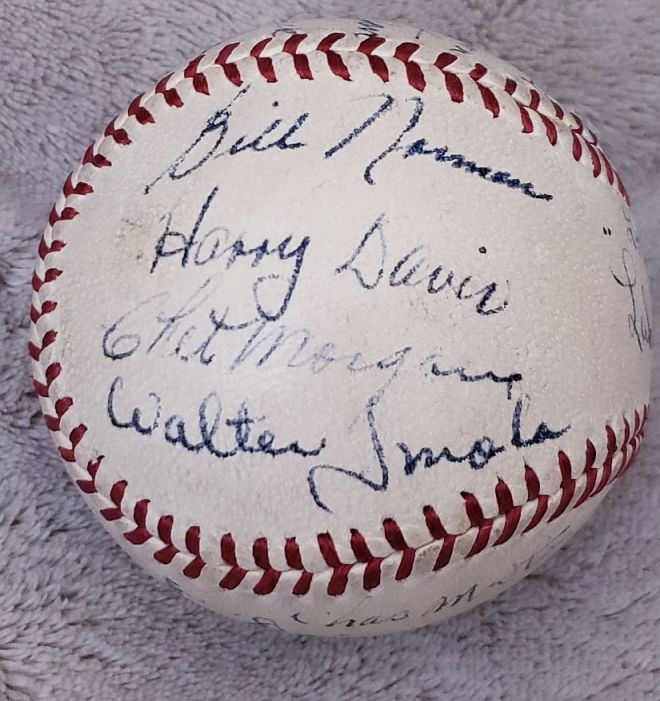 1945 Toronto Maple Leafs Team Signed AUTO Baseball with Woody Crowson D.1947 PSA/DNA LOA