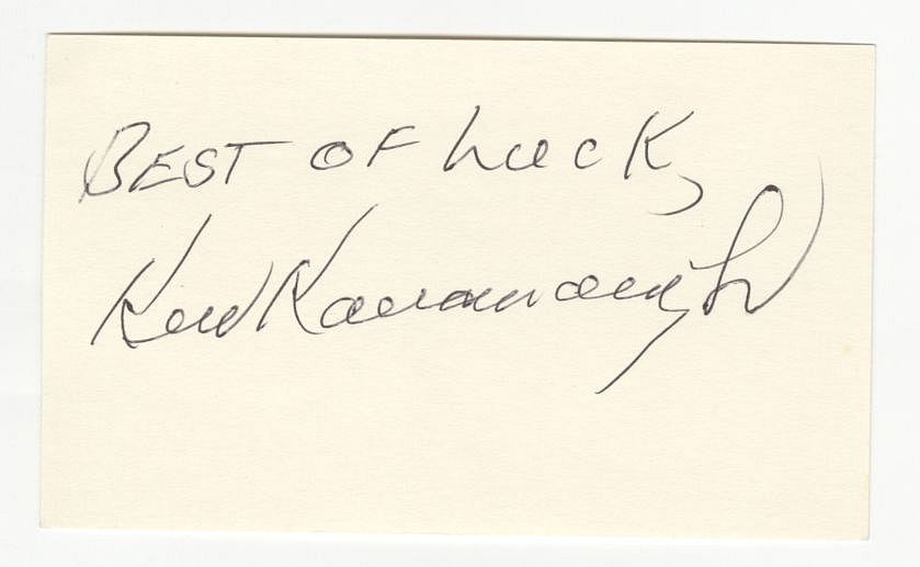 Ken Kavanaugh Signed AUTO 3x5 index card LSU Chicago Bears D.2007